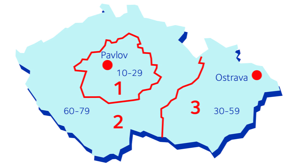 Kartta: Tsekki postinumeroalueet ja DSV:n terminaali kartalla
